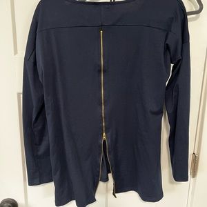 Dark Blue long sleeve shirt with Zipper in back